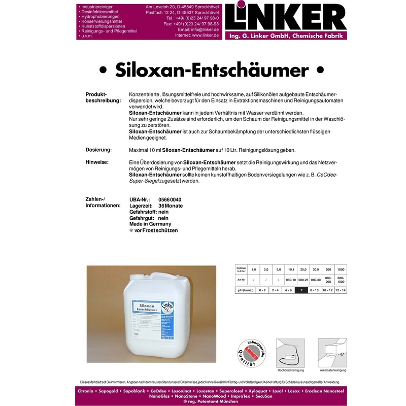Siloxan-Entschäumer 10L von Linker