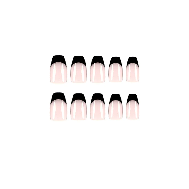 Künstliche Nagelspitzen mit Hochglanz-Schwarz Karnz