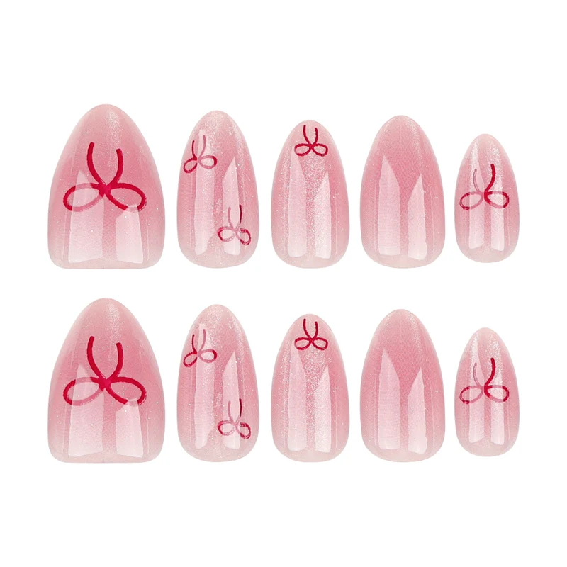 Künstliche Nagelkunst mit Schleifenmotiv Karnz