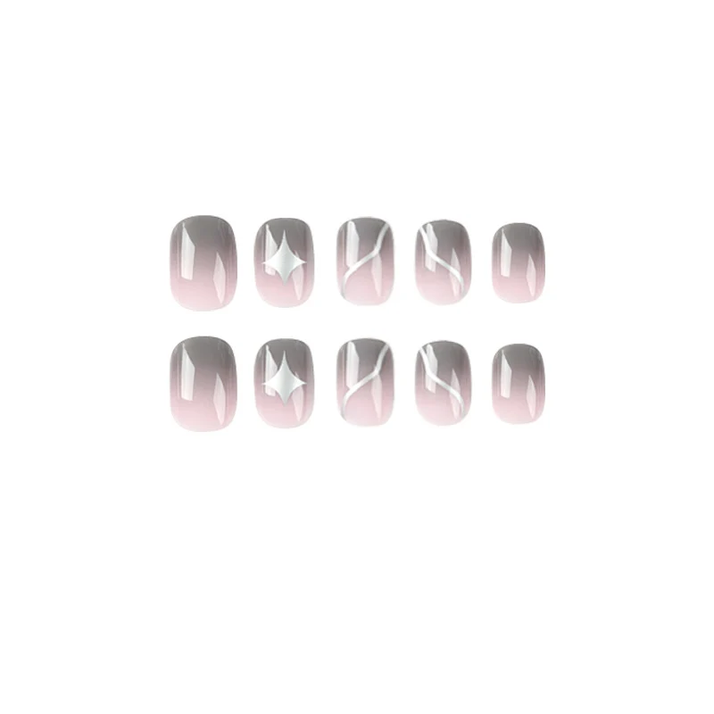 Künstliche Nagelkunst mit elegantem Ombre-Design und reizvollen Akzenten Karnz