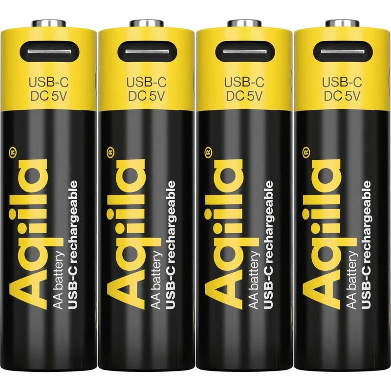 B-Ware Aqiila AA USB-C Akku Li-Ion 2000 mAh 1,5 V wiederaufladbar Energiequelle 4 Stück
