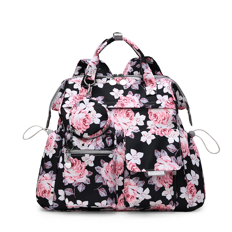 Blumenmuster Multi-Taschen Wickelrucksack Karnz