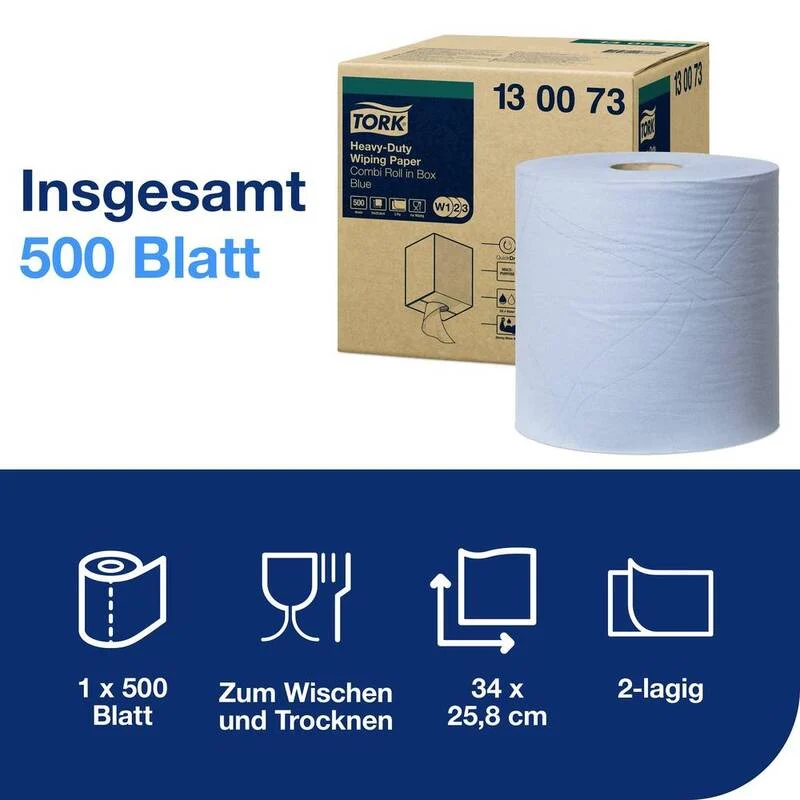 B-Ware Tork Reinigungstücher 2 lagig 500 Blatt Oberflächenreinigung blau Karton