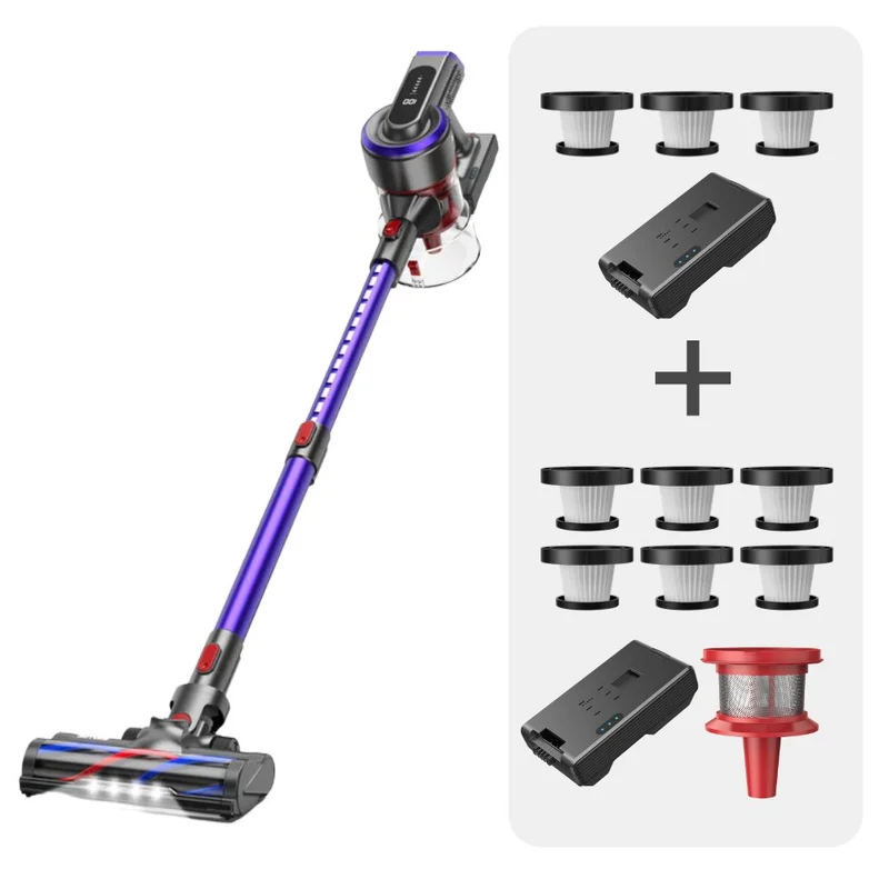 Vacuum Bundle: Buture JR400 Vacuum + 2 Batteries + 9 HEPA Filters