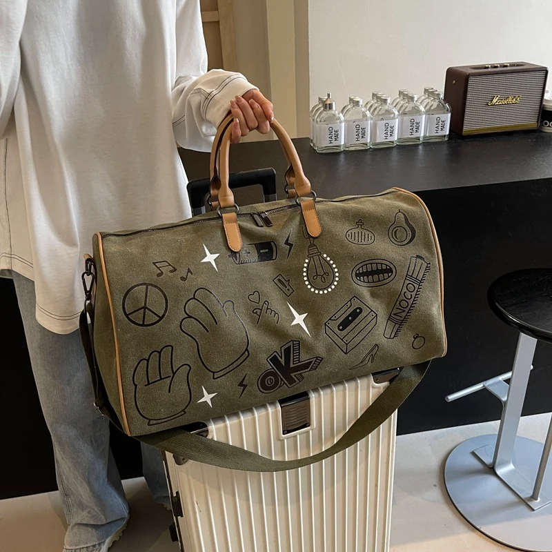 Stylischer illustrierter Canvas-Duffle-Bag Karnz