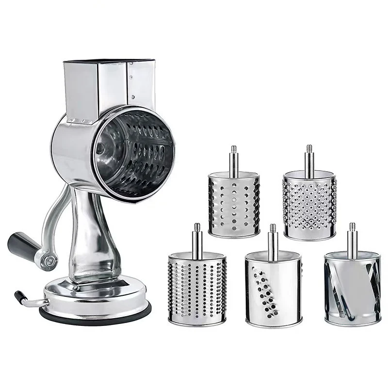Rotary Multi-Drum Manual Grater and Slicer