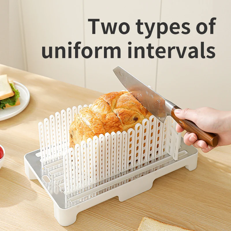 Adjustable Bread and Toast Slicing Guide with Slot Dividers and Removable Drip Tray