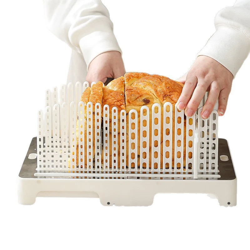 Adjustable Bread and Toast Slicing Guide with Slot Dividers and Removable Drip Tray