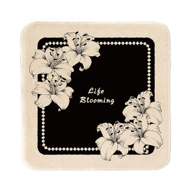 Floral Microfiber Square Face Towel with Artistic Lily Print