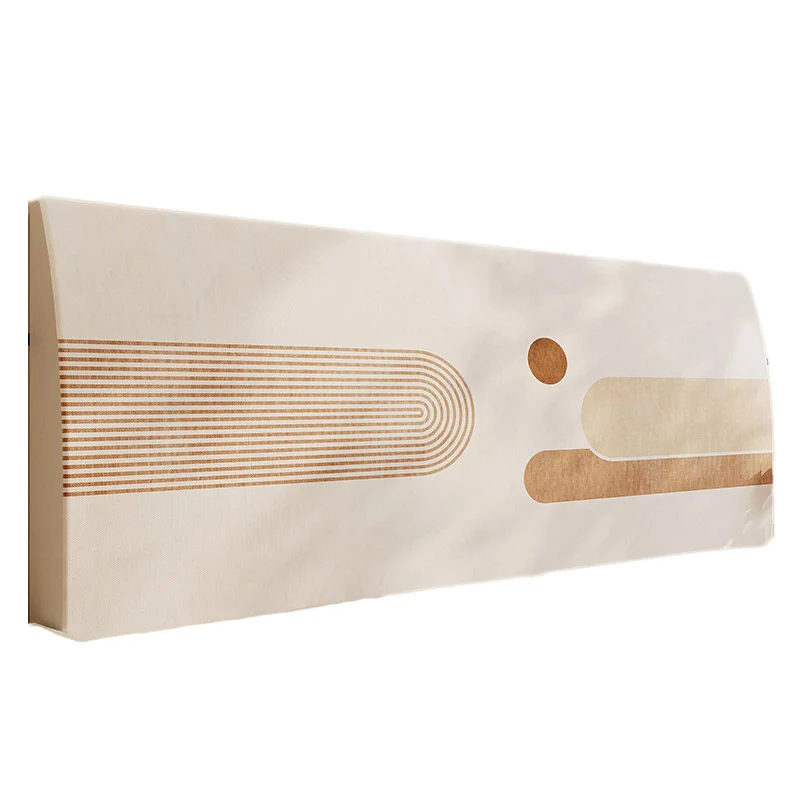 Upholstered Padded Headboard Cover with Abstract Minimalist Print