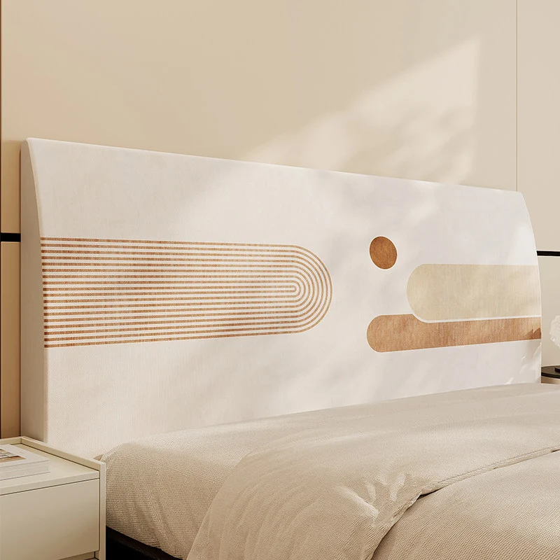 Upholstered Padded Headboard Cover with Abstract Minimalist Print