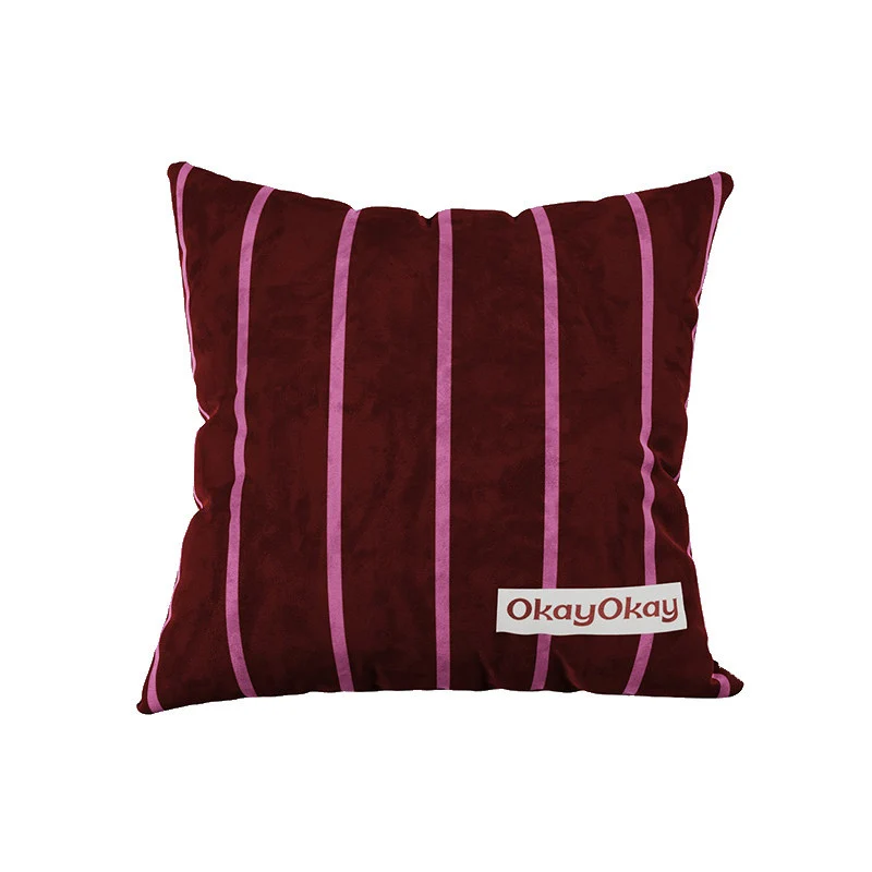 Square Velvet Striped Decorative Throw Pillow with Plush Insert