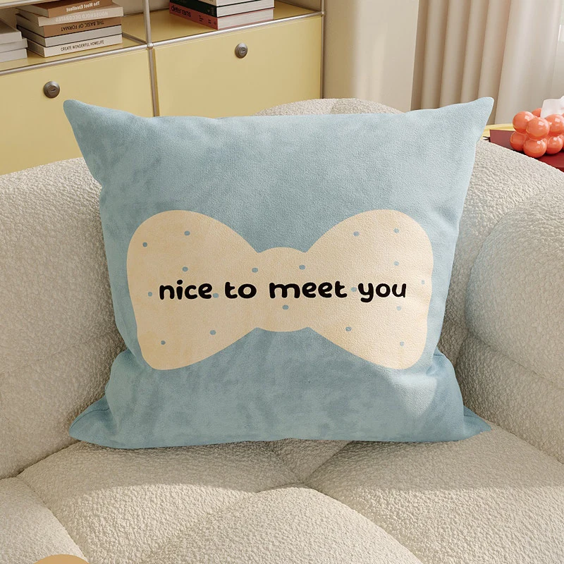 Square Plush Decorative Cushion Pillow with Illustrated House 'Room' Motif