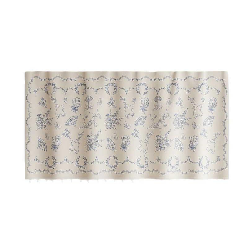 Short Scalloped Pom-Pom Window Valance Curtain Panel