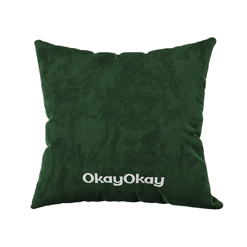 Rectangular Velvet Lumbar Pillow Cover with Hidden Zipper and Embroidered Slogan