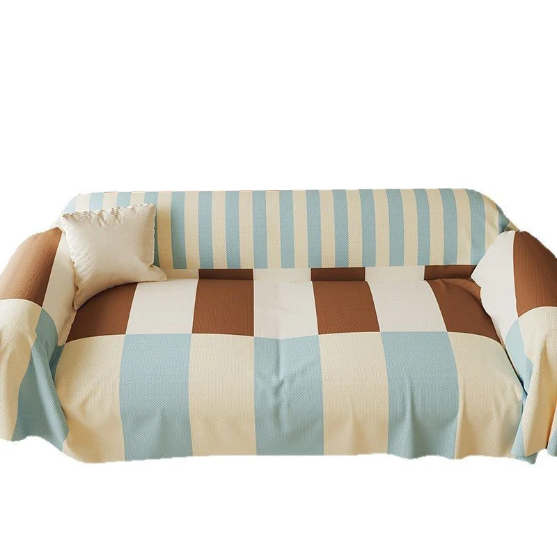 Quilted Oversized Plaid Sofa Slipcover with Armrest Drapes and Non-Slip Backing