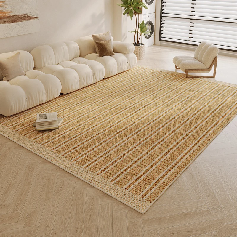 Large Low-Pile Striped Textured Area Rug with Durable Stain-Resistant Weave