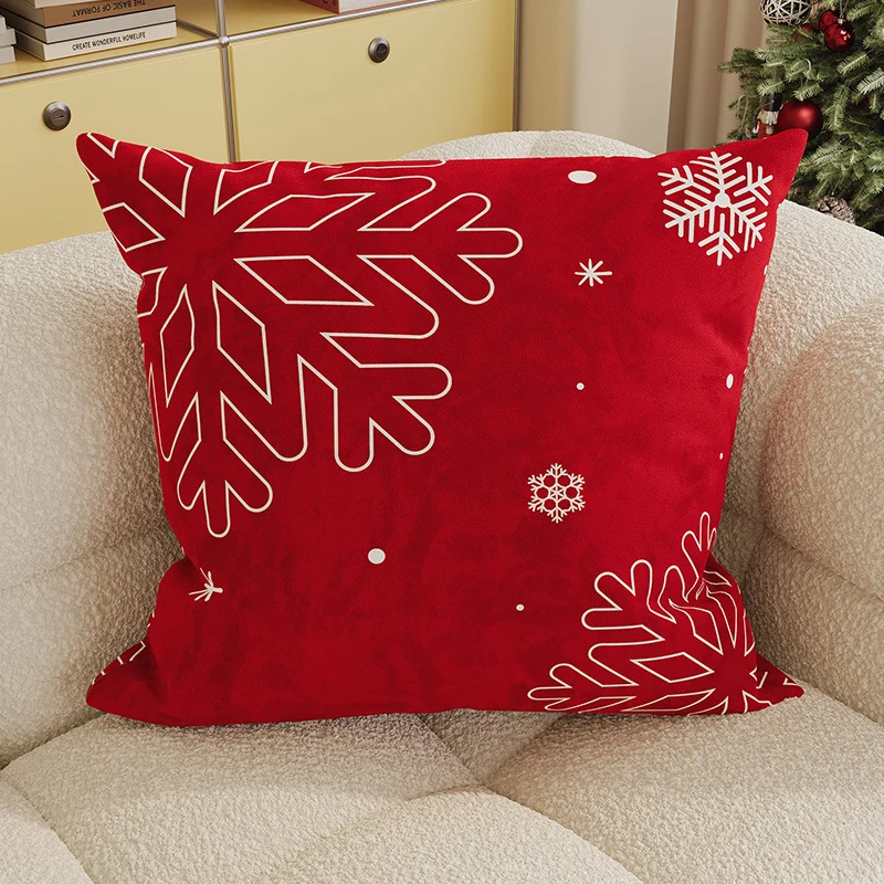 Festive Buffalo Plaid Santa Face Decorative Pillow Cover with Concealed Zipper