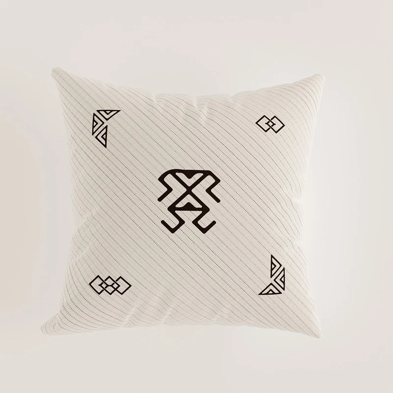 Decorative Square Linen-Texture Abstract Sketch Throw Pillow Cover
