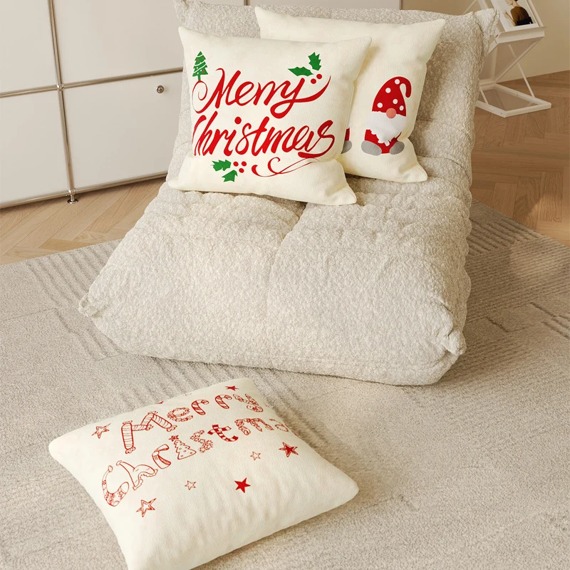 Decorative Holiday Merry Christmas Cotton-Linen Throw Pillow Cover