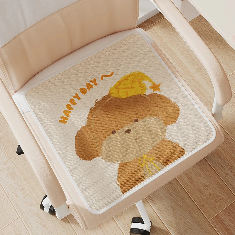 Cute Cartoon Bear Memory Foam Office Chair Seat Cushion with Non-Slip Backing