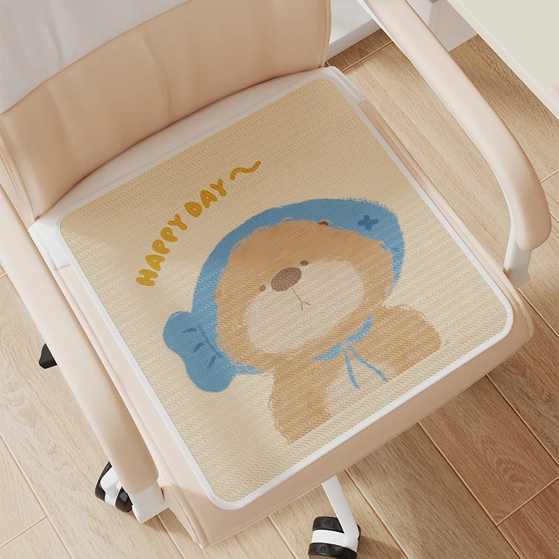 Cute Cartoon Bear Memory Foam Office Chair Seat Cushion with Non-Slip Backing