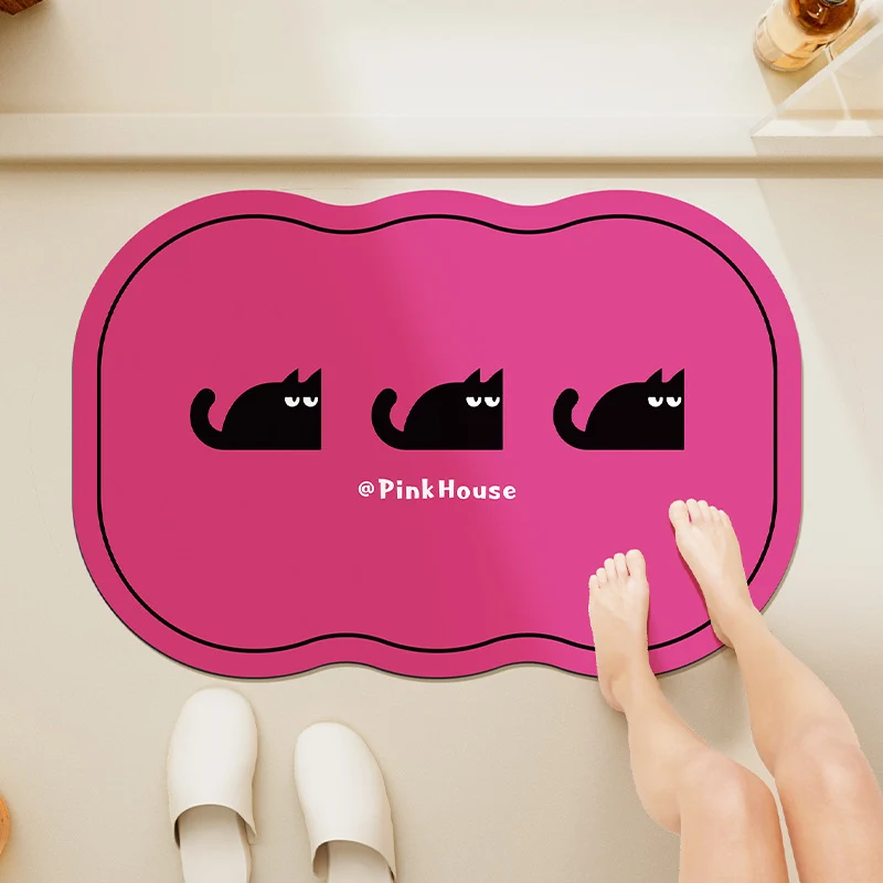 Cloud-Shaped Microfiber Anti-Slip Absorbent Bathroom Mat with Cartoon Dog Print