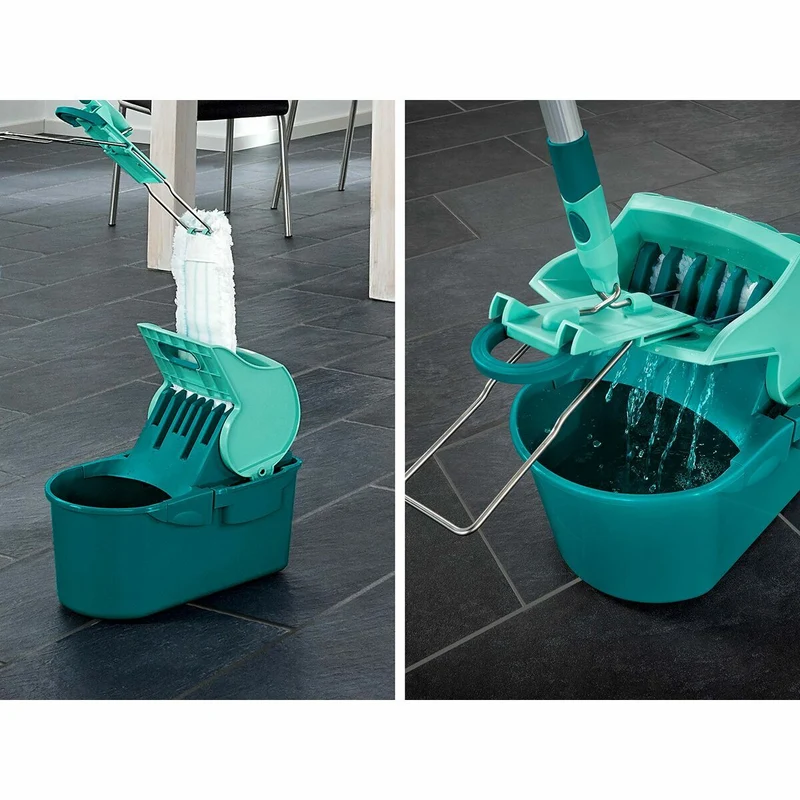 Mop with Bucket Leifheit 55092 Blue Grey Microfibre