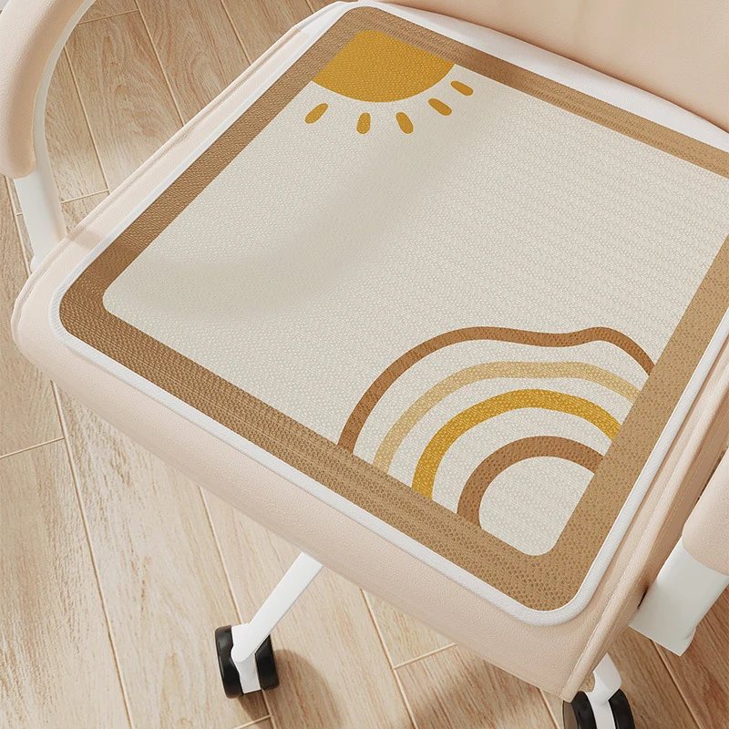 Breathable Non-Slip Decorative Seat Cushion Pad for Office Chair with Sun and Rainbow Print