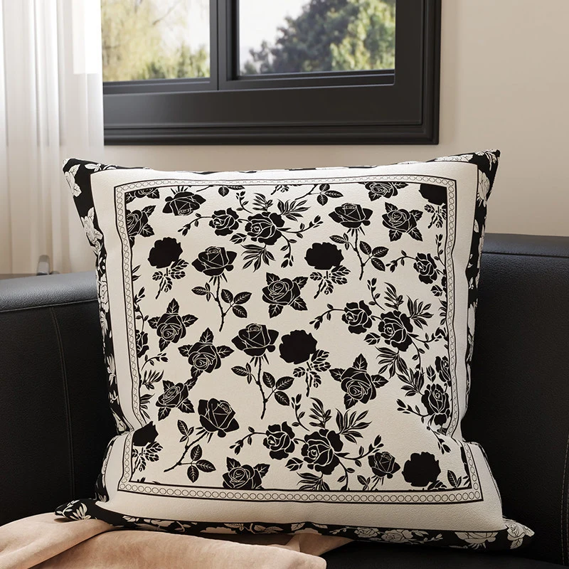 Velvet Bamboo Leaf Square Throw Pillow Cover with Hidden Zipper