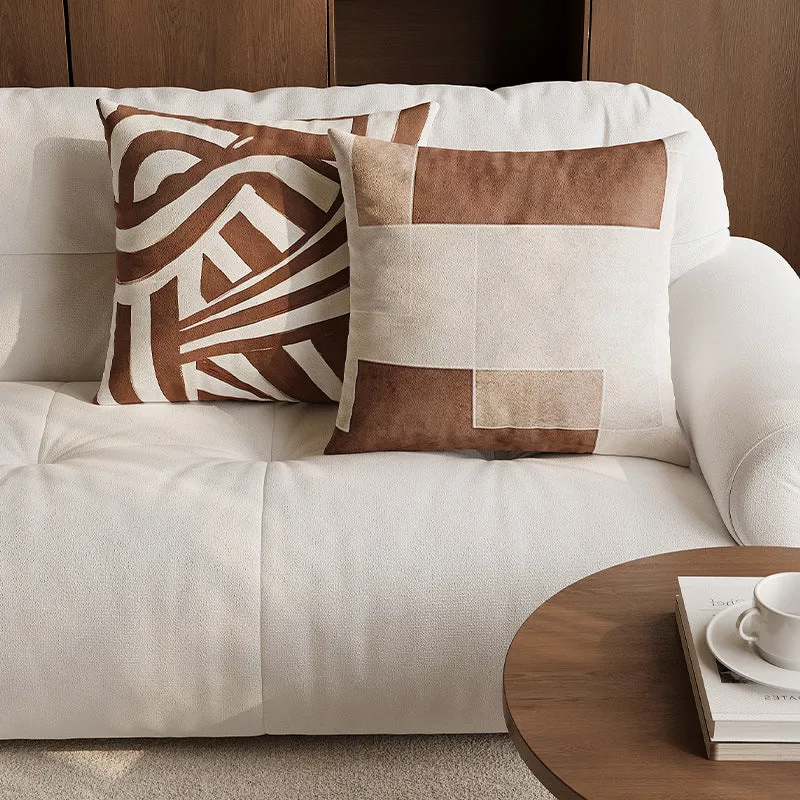 Textured Wavy Embroidered Linen-Cotton Throw Pillow Cover