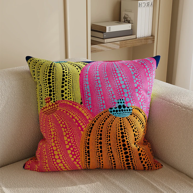 Square Decorative Cushion Cover with Whimsical Sea Urchin Dot Illustration