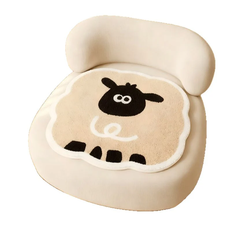 Scalloped-Edge Low-Pile Absorbent Accent Area Rug with Puppy Balloon Motif