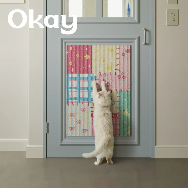 Patchwork Ribbed Textile Wall Art Panel with Kawaii Motif and Lightweight Hanging System
