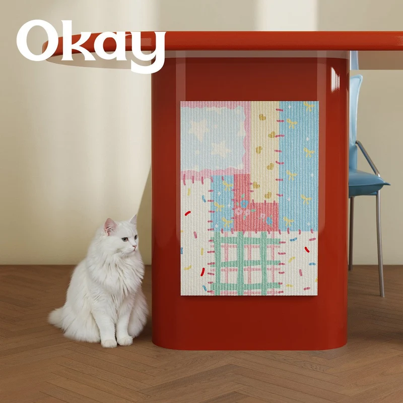 Patchwork Ribbed Textile Wall Art Panel with Kawaii Motif and Lightweight Hanging System