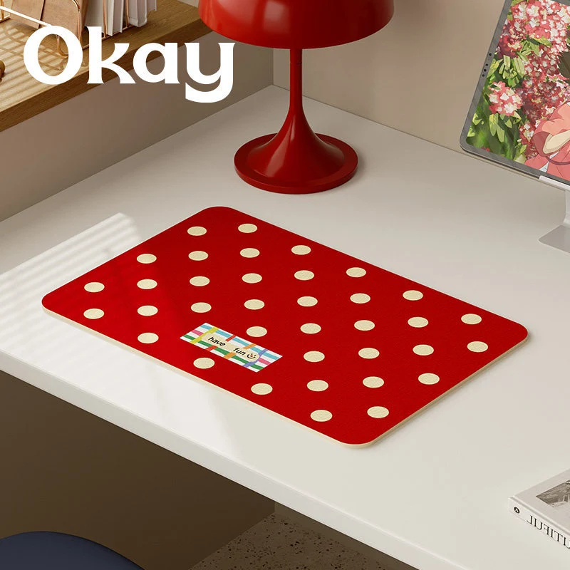 Oversized Eco-Leather Desk Mat with Non-Slip Base and Retro Grid Print