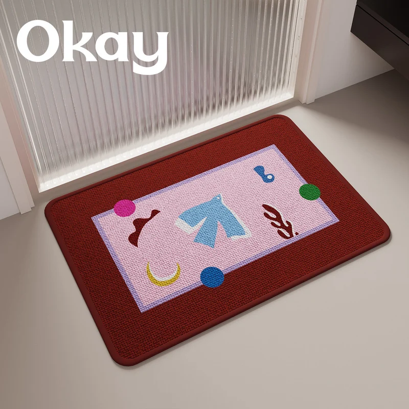 Low-Profile Absorbent Microfiber Anti-Slip Cherry Motif Kitchen Mat