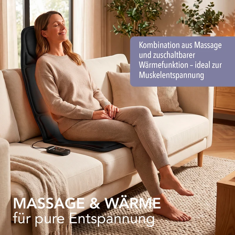 Massage-Sitzauflage mit zuschaltbarer Wärme