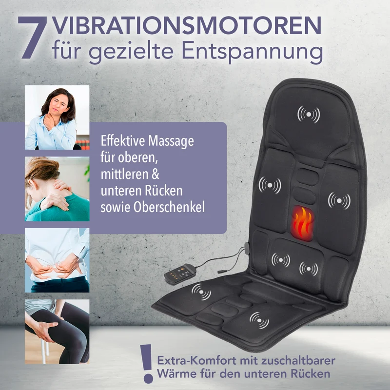 Massage-Sitzauflage mit zuschaltbarer Wärme