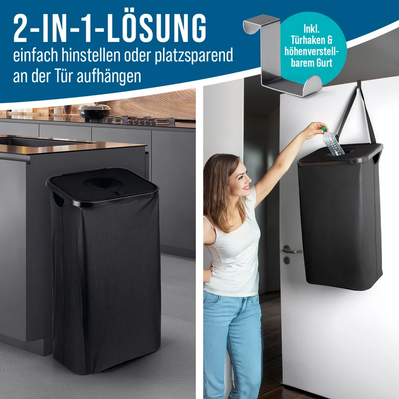 Pfandflaschen-Sammelbehälter inkl. Türhaken - Anthrazit
