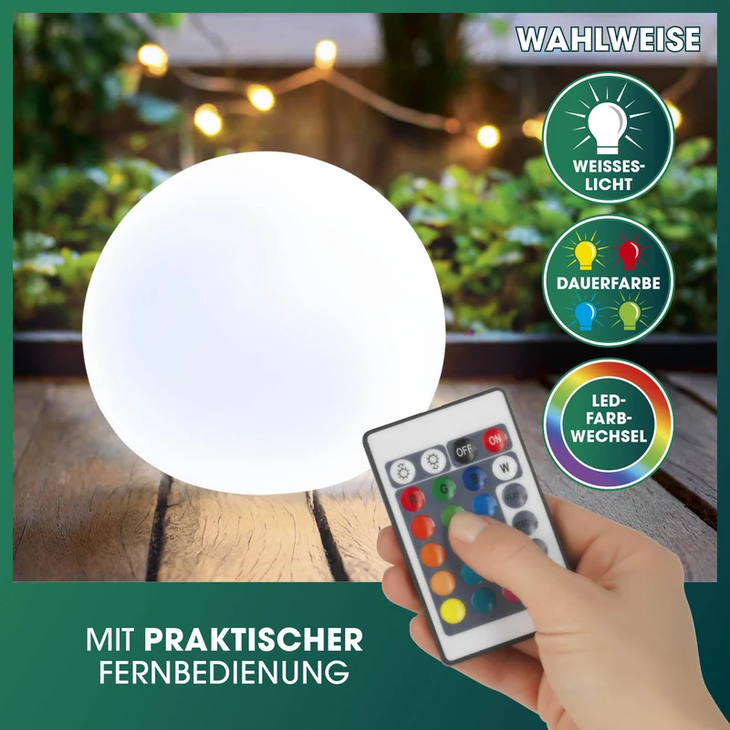 Solar-Dekokugel 3er-Set mit Fernbedienung - 20, 30, 40 cm