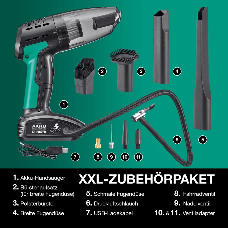 Akku-Handstaubsauger & Luftkompressor AirPower