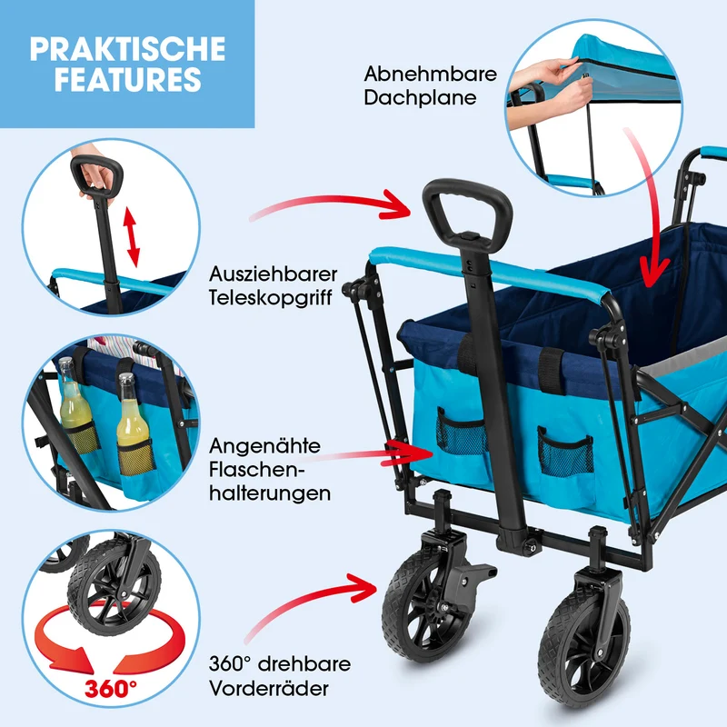 Bollerwagen faltbar - blau