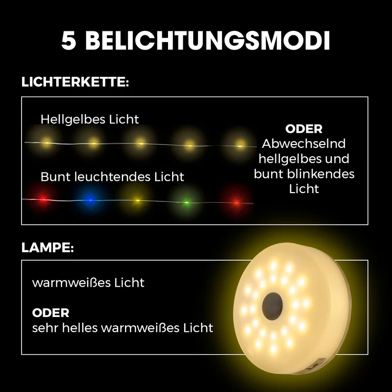2in1-Outdoor-Beleuchtung - Lampe & Lichterkette in einem