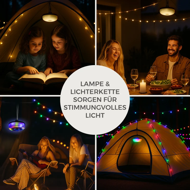 2in1-Outdoor-Beleuchtung - Lampe & Lichterkette in einem