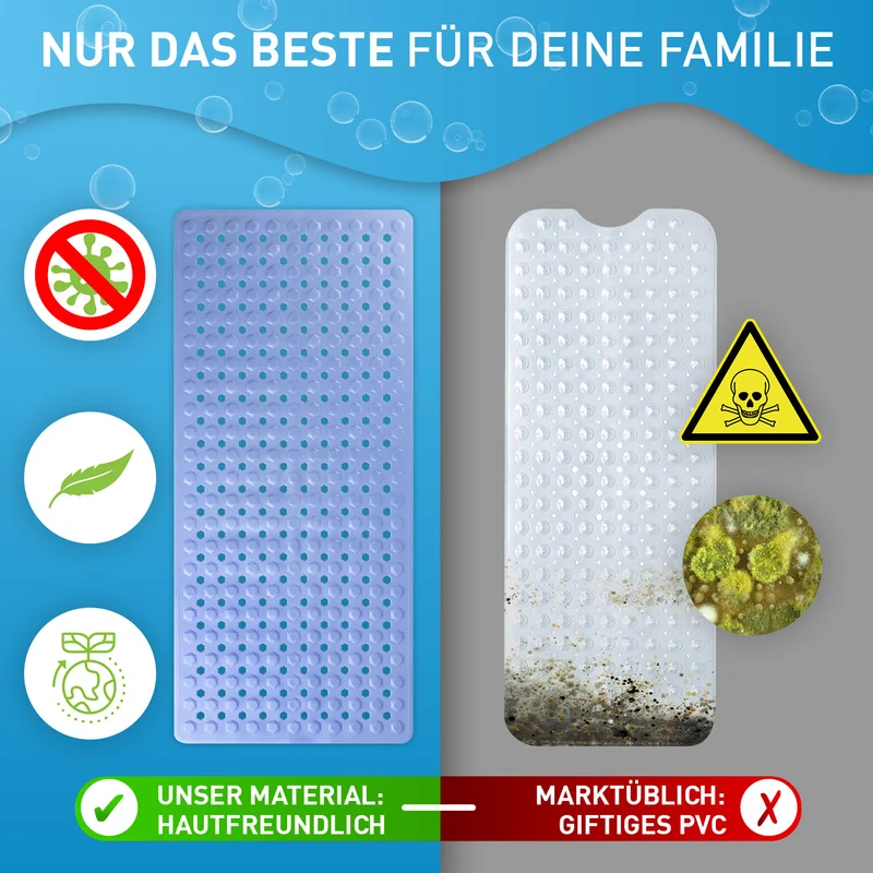 Badewannenmatte 88 x 40 cm – Hellblau