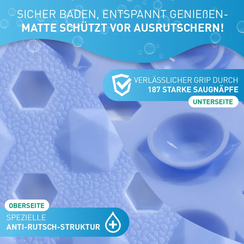 Badewannenmatte 88 x 40 cm – Hellblau