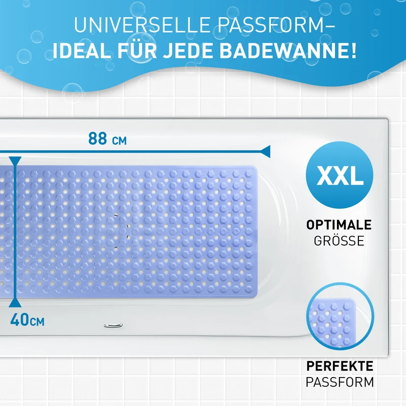 Badewannenmatte 88 x 40 cm – Hellblau
