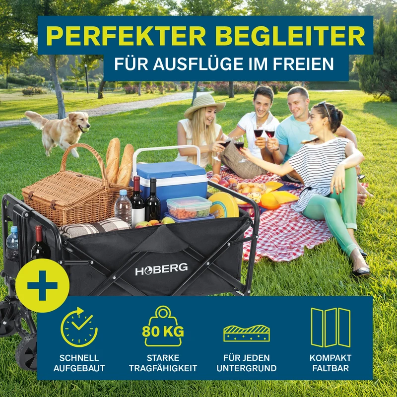 Klapp-Bollerwagen mit Bremsen - max. 80 kg