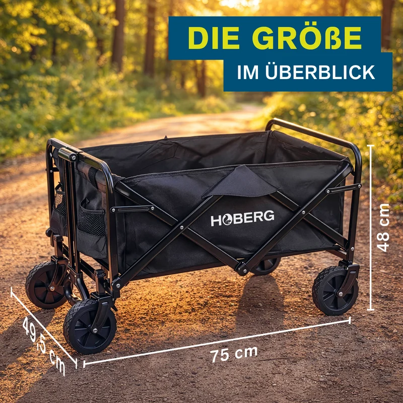 Klapp-Bollerwagen mit Bremsen - max. 80 kg